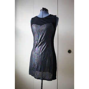 Nameless Black Mini Dress with Sweetheart Iridescent Panel
